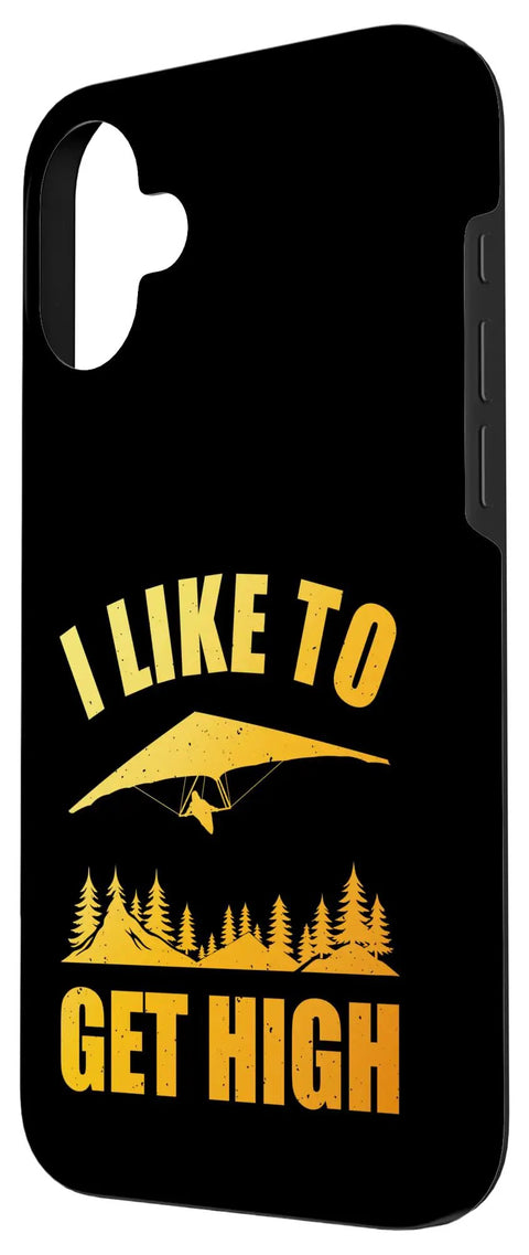 Hang Glider Art iPhone 16 Plus Case And Hang Gliding Gear For Men And Women I Like To Get High Gift with black and gold design