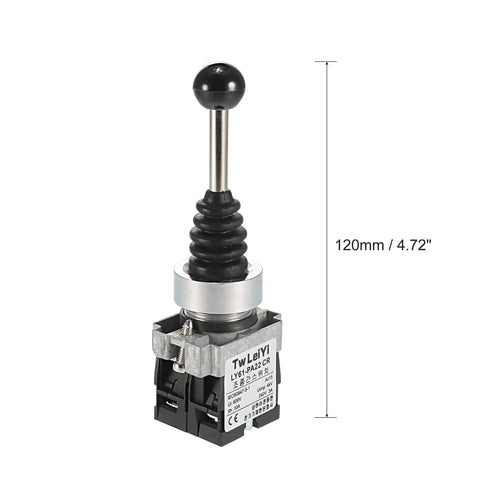 Joystick Switch Controller 2 Position 2NO Momentary Type 150V 250V 600V 15A 10A 4A with 22mm panel mount