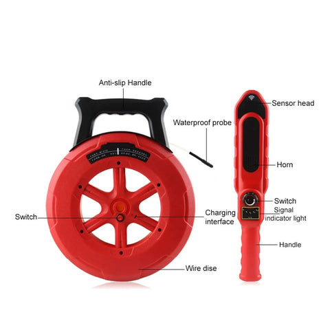 Bullseye Accuracy Heavy Duty Stud Finder And Wall Scanner For Metal Pipes PVC Plumbing Blockages with waterproof probe and anti-slip handle.