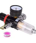 1/4 BSP Air Regulator with Moisture Filter, Oil Water Separator, Lubricator for Air Compressors, 30-120 PSI Pressure Gauge