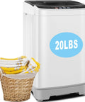 Compact Portable Washing Machine 20 Lbs Turbo Wash System next to a basket of clean towels for efficient laundry in small spaces.