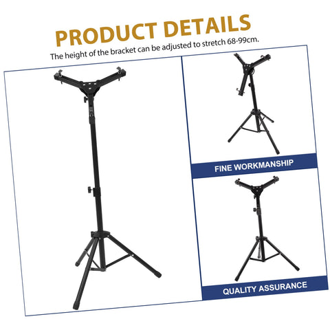Heavy Duty Folding Snare Drum Stand With Smooth Height Adjustments For 12 Inch Practice Pads Grab And Go Black Tripod Rack showing adjustable height features.