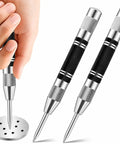 Heavy Duty Automatic Center Punch With Kickass Spring Loaded Design And Adjustable Tension for precise dimpling on metal and wood.