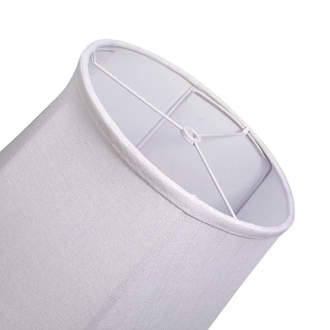 Large Drum Lampshade Set Of 2 White Linen DIY Fabric Spider Fitter Lampshades, 10x14x10 Inches, close-up of top view