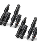 Heavy Duty Solar Y Branch Connector Kit For Paralleling Panels M To FF And F To MM shown with 2 pairs on white background