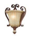 Villa Verona Bronze ADA Wall Sconce with Rustic Art Glass and Aged Gold Leaf Accents, traditional design, hallway fixture