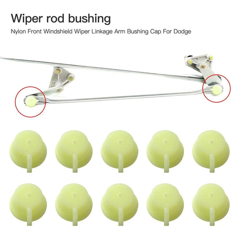 Front Windshield Wiper Linkage Arm Bushing Cap for 1981-1993 Dodge D150 D250, white nylon pack of 10