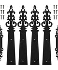 Heavy Duty Steel Garage Door Hardware Kit With Soft Close Hinges And Decorative Handles No Hassle Setup Smooth Glide Action Built Like A Tank For Daily Use features black steel decorative handles and hinge plates.