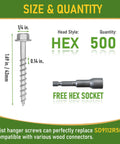 Five Hundred Connector Screws Nine By One And A Half Inches Beefy Heavy Duty Joist Hanger Screws For Decking And Framing With Hex Drive