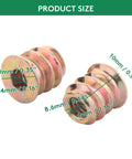 Twenty Pack M4x10mm Threaded Inserts For Wood, Tough As Nails Carbon Steel screw in furniture nuts displayed with sizes.