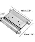 Two Pairs Of 3 Inch Stainless Steel Double Action Swing Door Hinges Self Closing With Adjustable Spring Tension, size details shown