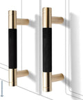 Knurled Aluminum Cabinet Handles Set, 12 Pack, 4 Inch Length, 3 Inch Center, Gold and Black Oxidation Finish with Diamond Pattern Pulls