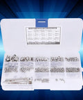 340 Piece Stainless Steel Set Screw Kit With Hex Adapters And Six Wrenches For M2.5 To M8 Machine Screws in open plastic case