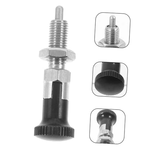 Stainless Steel Spring Plunger With Knurled Pull Pin Self Locking Quick Release Hardware for Handles and Indexing close-up view.