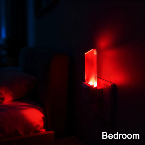 2 Pack Plug In Red Night Lights With Dusk To Dawn Sensor Zero Point Five Watt LED Auto On Off Soft Red Glow in bedroom
