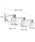 Crystal Vanity Light Fixture For Bathroom Modern Wall Mount Over Mirror Three Light Bar With Dimmable Function dimensions
