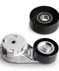 Heavy Duty Drive Belt Tensioner And Idler Pulley Kit For Chevrolet Trailblazer, Envoy, Rainier, Saab 9-7x, Ascender 4.2 Liter V6 With No Belt Included, showing tensioner and idler pulley.