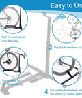 Vertical Bike Stand Floor Bicycle Rack With Adjustable Upright Design instructions for secure bike setup