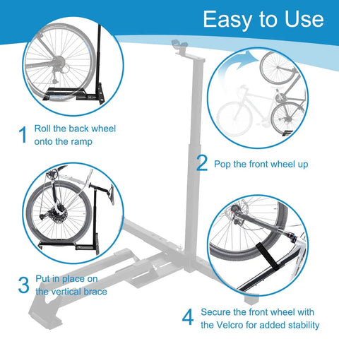 Vertical Bike Stand Floor Bicycle Rack With Adjustable Upright Design instructions for secure bike setup