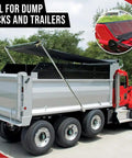 7 Foot By 16 Foot Heavy Duty Vinyl Coated Mesh Dump Truck Tarp Cover With 18 Oz Vinyl on red dump truck, side view