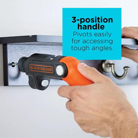 All In One 4V Max Cordless Screwdriver With Pivoting Handle And Built In LED Light, Handy Rechargeable Flashlight Combo in use