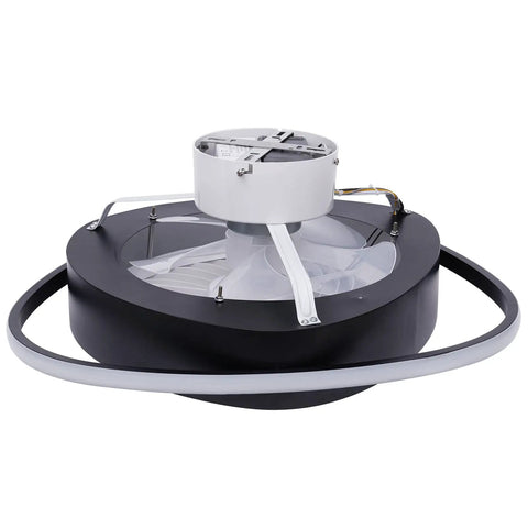 Ceiling Fan with Light 20 Inch Low Profile Invisible Chandelier Fan for, modern design with black finish and hidden blades.