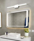 30 Inch Vanity Light Bar Over Mirror LED Chrome Bathroom Lighting 16W 6000K Cool White Acrylic Wall Fixture in modern bathroom