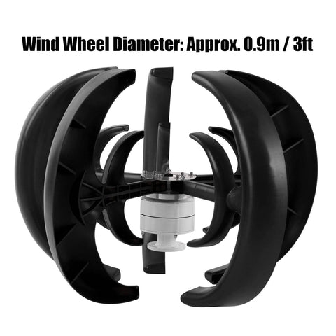 Beefy 1200W Vertical Axis Wind Turbine Kit With 12V Controller For Boats Terraces And Cabins Five Blade Reinforced Nylon Design