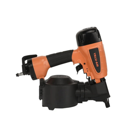 15 Degree Pneumatic Coil Siding Nailer CN55R Beast Of A Workhorse Pro Grade Heavy Duty in orange and black, side view
