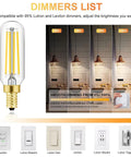 Dimmable T6 LED Filament Bulbs 8W E12 Candelabra Edison Candle Bulbs 3000K Soft White 800 Lumens 100W Equivalent Retro Vibe Decorative Lamp Bulbs compatibility with dimmers and brightness levels
