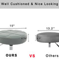 Comparison of Ultra Cushioned Rolling Stool with Swivel Wheels and Foot Rest, 15-inch seat vs others' 13.2-inch seat size.