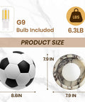 Alabaster Wall Sconce, 7.5" Natural Marble Wall Lamp with Milk Glass Shade, dimensions shown with G9 bulb included.