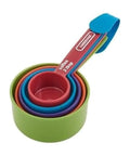Must Have Nestable Measuring Cup Set With Two Tablespoons Coffee Scoop, Durable BPA Free Plastic, clear markings, stacked view