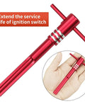 Harley Touring Ignition Switch Housing Alignment Tool Fits 2003 Through 2013 Models Aluminum Alloy Red Keeps Your Ignition Locked In Place And Aligned For Precise Starts Rust Resistant Easy Install Built Tough For Long Lasting Durability in hand view