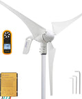 Wind Turbine Generator 400W 12V With Three Blade Nylon Carbon Fiber Blades For Home Use, charge controller, tools shown