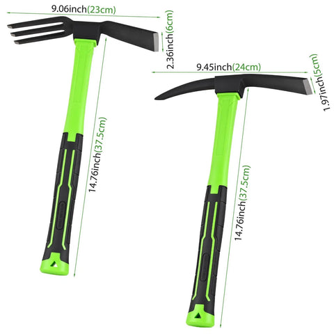 Two Piece Garden Hoe Set With Ergonomic Non Slip Handles Carbon Steel 2 In 1 Weeding Tool For Outdoor Garden Beds