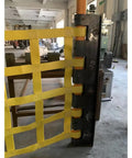 Rock Solid Heavy Duty Lifting Sling Net With Rugged Nylon Webbing For Safe Truck Trailer Towing And Equipment Rigging That Handles Three Tons Without Sweating In Rough Conditions While Keeping Gear Locked Tight On Every Daily Grind Project - close-up of yellow nylon webbing sling with metal attachment.