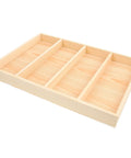 Premium Straight Up Solid Natural Wood Jewelry Tray With Four Roomy Compartments smooth display of deep wooden tray sections.