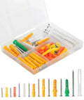 Drywall Anchors And Screws Kit With 100 Pieces, 50 Plastic Wall Anchors And 50 Metal Screws in clear organizer box