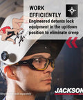 370 Speed Dial Replacement Headgear for Welding Helmets with Oversized Adjuster Knob and Easy Glove On Sliders in use