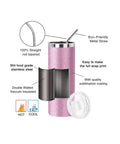 4 Pack 20 Oz Glitter Pink Sublimation Tumblers Skinny With Straws Ready For Custom Designs, Premium Stainless Steel, Double Wall Insulated, Bright Print Quality, Gift Box Set