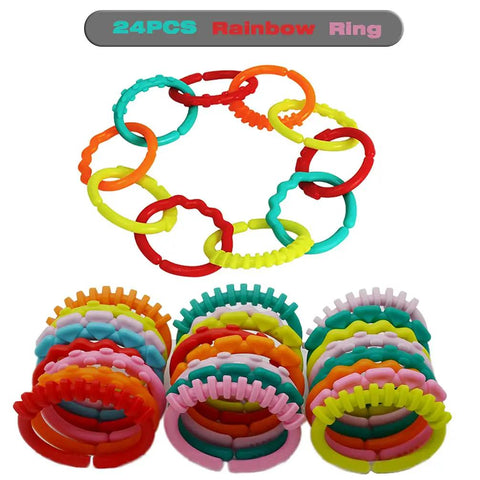 24 Pack Baby Link Rings Set For Hanging Toys On Crib Rail Car Seat And Stroller Travel With Storage Box Durable Flexible Linking Rings