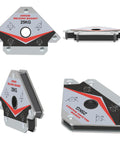 Welding magnet set of 3 (55 lb) arrow clamps for 45°/90°/135° angles; silver/black aluminum housings