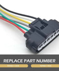 2-Pack 6-Way Throttle Body Pigtail Connector Kit, 6 Pin TPS Sensor Harness, Plug and Play Repair for Cars and Trucks, OEM Replacement 9098011858, Black Durable close-up view with colored wires
