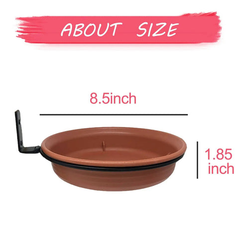 Built Tough Tree Mounted Bird Feeder With Brick Red Bath Tray 8.5 Inch Diameter 1.85 Inch Deep Heavy Duty Iron Finish Easy Screw In