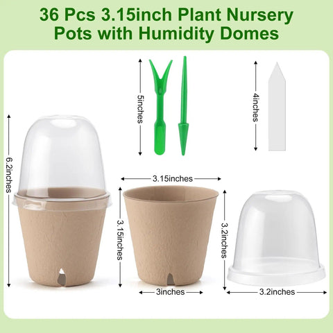 Ultimate Seed Starter Kit With 36 Plant Pots And Humidity Domes, 36 Labels, And 2 Transplant Tools, Eco Friendly Recycled Pulp