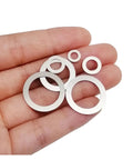 Pro Grade Ultrathin Flat Washer Set M3 To M20 600 Pieces 0.2mm Stainless Steel 304 A2-70 Shim Gasket Kit Box For Precise Load Distribution, Corrosion Resistance, Indoor Outdoor Use, Durable Hardware Spacers. Stainless steel flat washers in hand