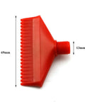 Five Piece Wind Jet Air Nozzle Set For High Power Airflow With Flat Fan Spray Nozzles And Water Cooling Spray ABS Plastic Nozzles Includes Quarter Inch Connectors Great For Spray Blowing And DIY Projects, close-up of single red nozzle showing dimensions.