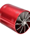 Red Dual Turbine Air Intake Turbocharger Fan For Gas Saver, Quick Install, Durable And Reliable, Performance Boost For Cars