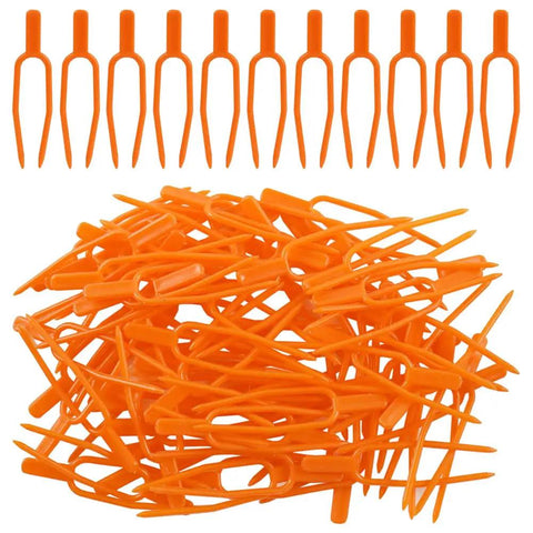 Set Of 100 Plastic Planting Forks For Strawberries And Grapevines, 65mm Grape Press, Pro Grade Durable Orange Vine Tendril Plant Supports